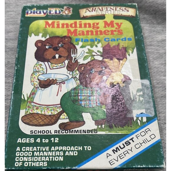 Minding My Manners PlayED Flash Cards Set 80s Kids Children Learning 1986 - Picture 1 of 8